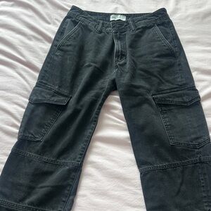 Zara Women's Dark Gray Cargo Jeans with Slit